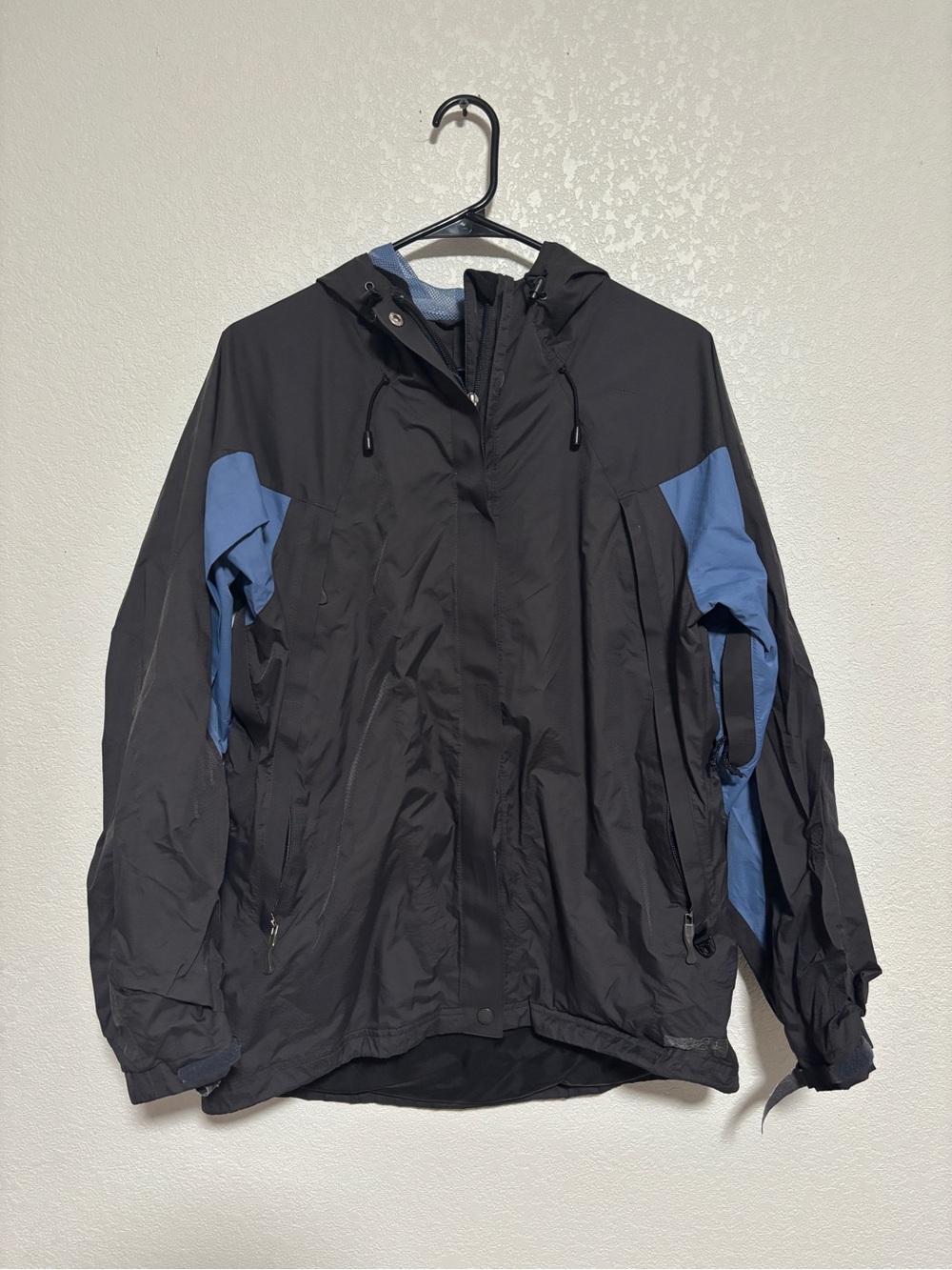 REI Coat Full Zip Hood Blue And Black